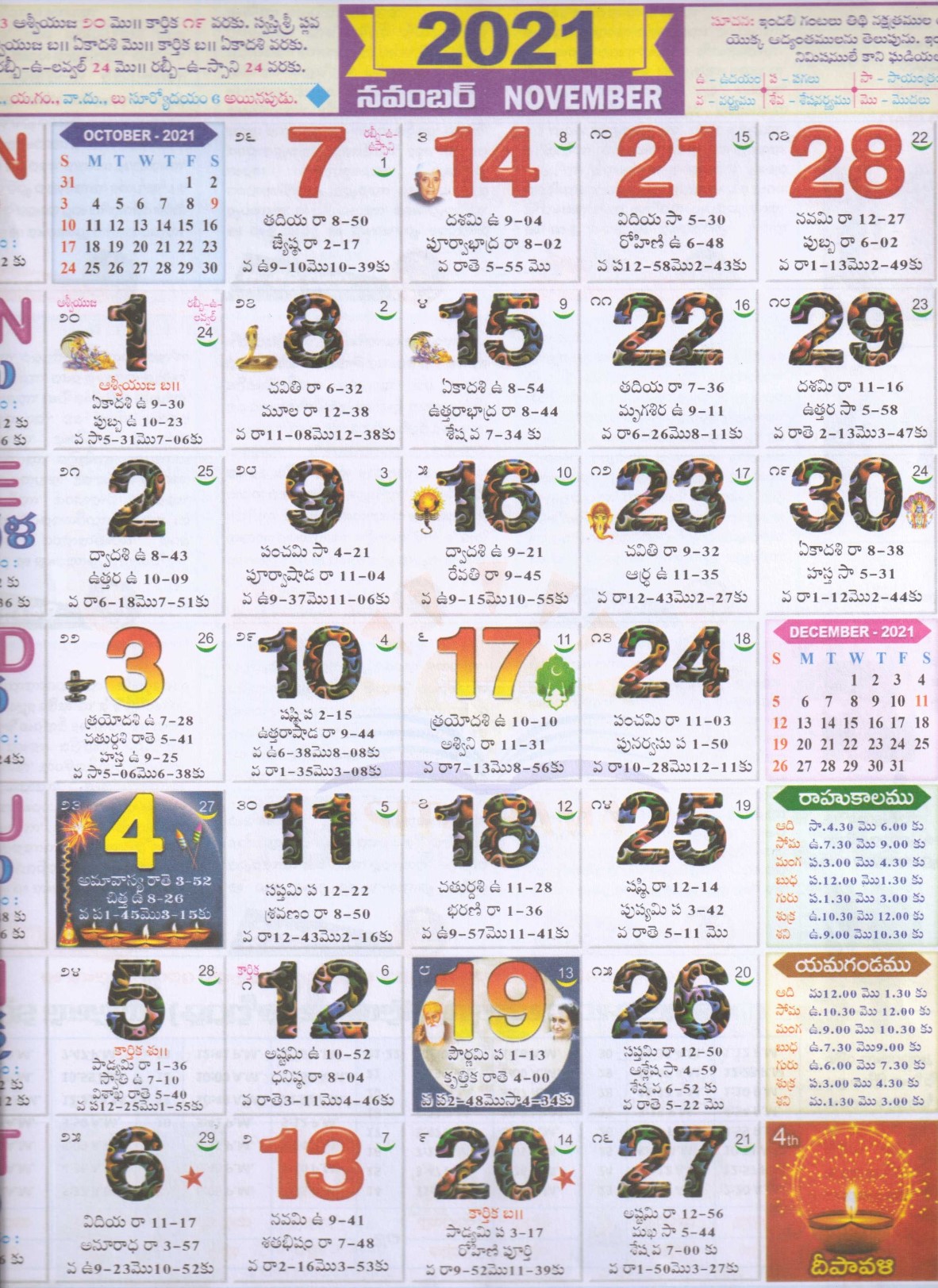 November 2021 Telugu monthly Calendar November, Year 2022, 2023 ...